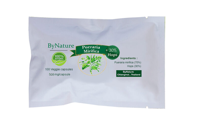 100 Pueraria capsules met hop (500mg) in folie verpakking 100 Pueraria capsules met hop (500mg) in folie verpakking